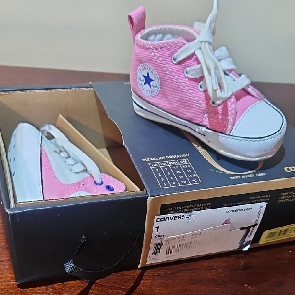 Converse Kids Pink and White High-Top Sneakers